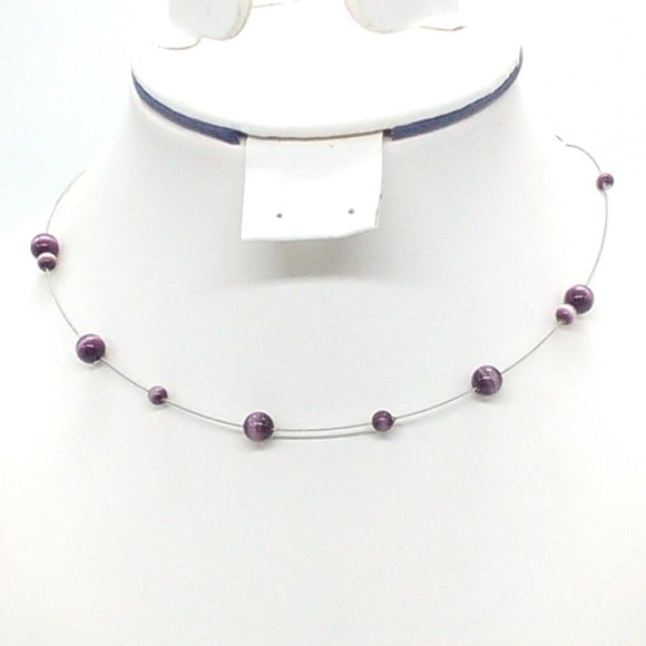 Kenneth Cole Beaded Wire Necklace 15-18" Lobster Clasp Signed - Picture 1 of 6